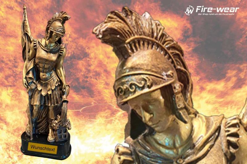 Heiliger Florian Statue mit Gravur Schild