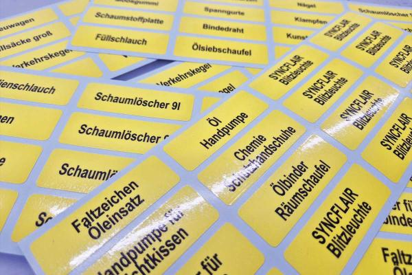 Geräteaufkleber 6x2 cm - gelb mit schwarzer Schrift